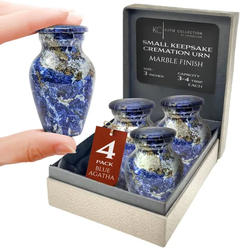 Miniatura 14 de Urna pequeña de recuerdo para cenizas humanas de 3 pulgadas, elegante acabado de mármol, mini urna de cremación para compartir, conmemorativa