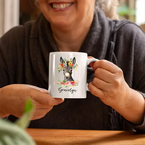 Miniatura 5 de Taza de café de burro personalizada, bonita taza de café de burro para amantes de los animales, niñas, hermana e hija, taza de té personalizada