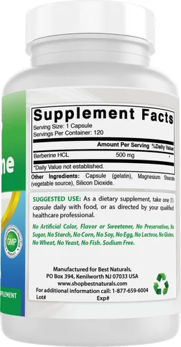 Miniatura 6 de Best Naturals Berberina 500mg 120 cápsulas – Apoya la función inmunológica, cardiovascular y gastrointestinal (120 unidades (paquete de 1))