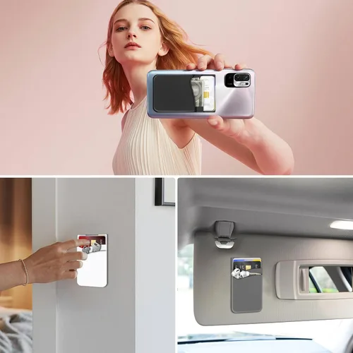Miniatura 3 de Senose Cartera adhesiva para teléfono, tarjetero para la parte posterior del teléfono, adhesivo fuerte compatible con iPhone y la mayoría
