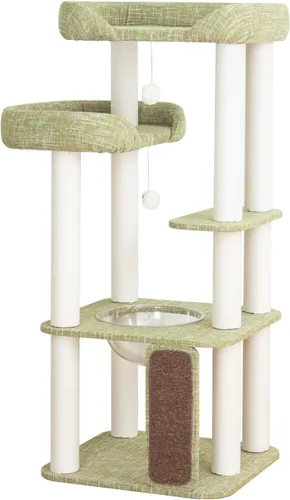 Miniatura 12 de Mordern - Torre de árbol para gatos de 37.4 pulgadas con postes rascadores, torre de árbol para gatos de varios niveles con base grande para M03 GRIS