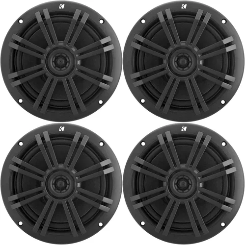 KICKER Paquete de altavoces coaxiales de 4 ohmios marinos de repuesto OEM negro de 6.5 pulgadas - 4 altavoces