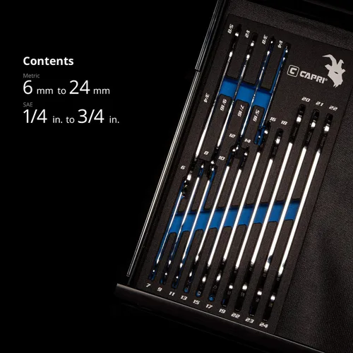 Miniatura 3 de Capri Tools CP11850-14MST - Juego de llaves de extremo abierto súper delgadas (juego maestro)