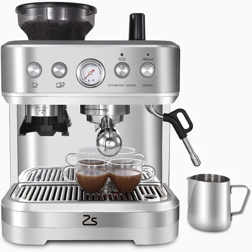 Miniatura 9 de Takywep Máquina de café expreso profesional con molinillo integrado y espumador de leche, cafetera de capuchino y café con leche de 15 bares, regalo