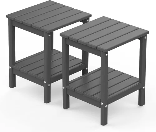 Miniatura 17 de GREENVINES Adirondack - Mesa lateral para exteriores 14 x 13 pulgadas Plástico HDPE Todo clima Aqua Mesas auxiliares exteriores Estante