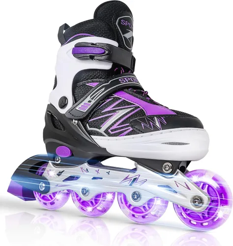 Patines en línea ajustables para niñas y niños principiantes, patines en línea con ruedas iluminadas para niños y jóvenes para deportes de interior