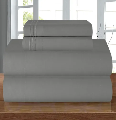 Miniatura 23 de Elegant Comfort - Juego de sábanas de 4 piezas de microfibra, 1500 hilos, sin arrugas, sábana bajera elástica, esquinas tipo bolsillos profundos