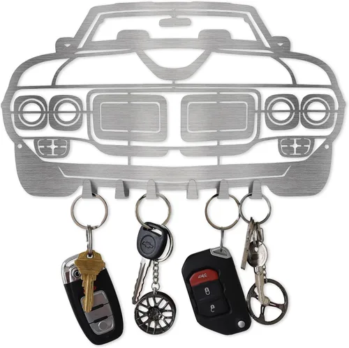 Miniatura 15 de MOOH Llavero de metal para automóvil con 6 ganchos, decoración única de pared para hombres y mujeres, decoración de cueva de hombre genial