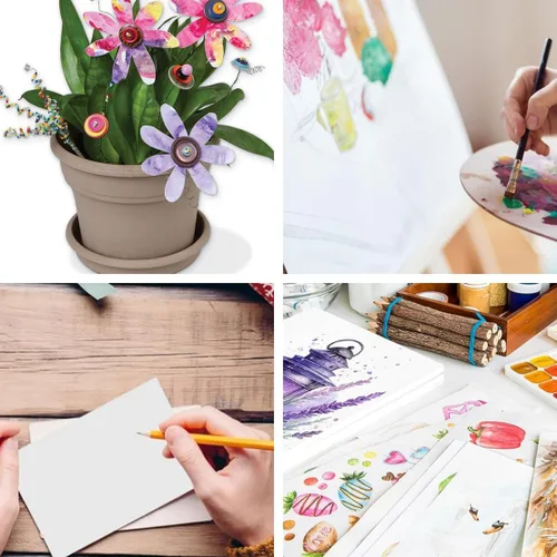 Miniatura 7 de 50 hojas de papel de acuarela a granel de 5 x 7 pulgadas, prensa en frío, papel grueso de algodón blanco para niños, estudiantes, artistas, pintura