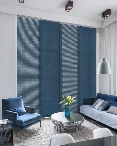 Miniatura 11 de GoDear Design Persianas de riel de panel deslizante ajustable de 45.8"- 86" pulgadas de ancho x 96" pulgadas de alto, persianas verticales, panel