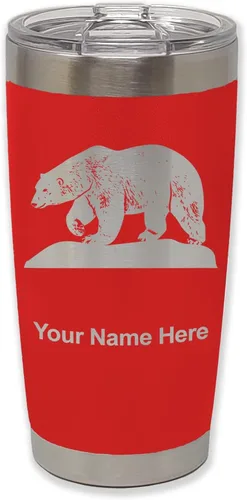 Miniatura 29 de LaserGram Vaso aislado al vacío de 20 onzas, oso polar, grabado personalizado incluido (negro)