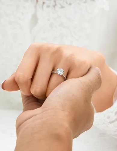 Miniatura 2 de MomentWish Anillos de moissanita, anillos de moissanita de 1 quilates para mujer, anillos solitarios de plata de ley 925 con diamantes de imitación