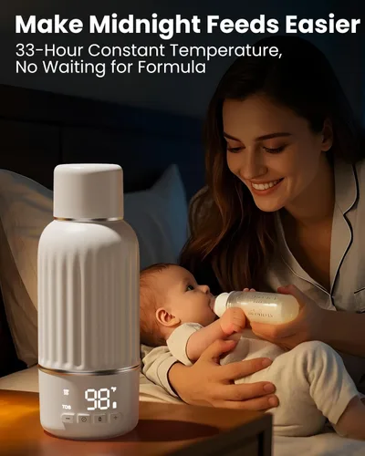 Miniatura 3 de Calentador de botellas portátil para viajes, calentamiento rápido de 2.5 minutos para leche materna y fórmula, calentador de leche portátil