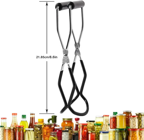 Miniatura 2 de Pinzas elevadoras de tarros de acero inoxidable con mango de agarre para cocina del hogar (negro)