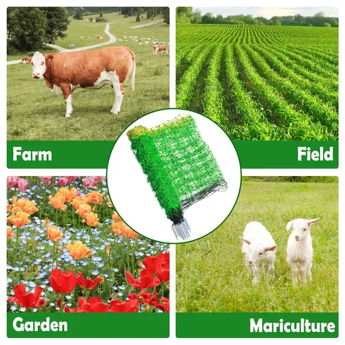 Miniatura 5 de Red eléctrica para cerca, red eléctrica para aves de corral de 35.5 pulgadas x 164 pies con postes de fibra de vidrio y estacas de doble pincho
