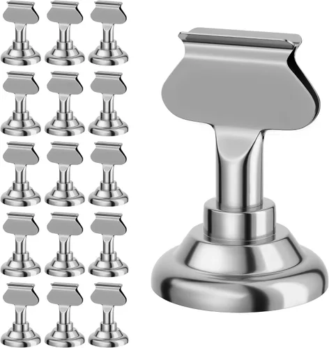 Miniatura 10 de Urban Deco Paquete de 16 soportes para tarjetas de número y lugar de mesa, soportes de acero de 1.7 pulgadas para fotos, letreros de alimentos, Cobre