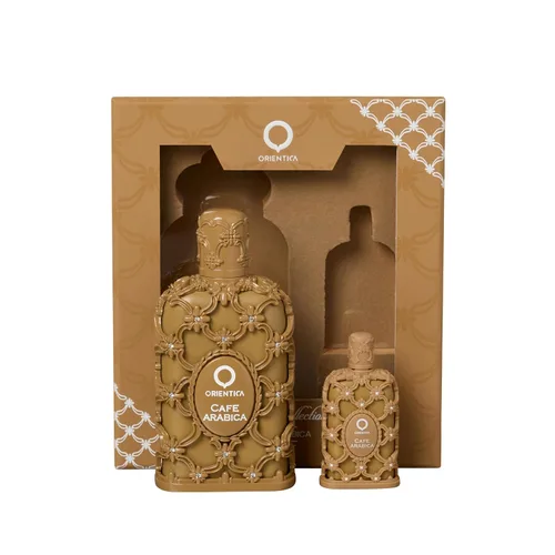 Orientica Luxury Cafe Arabica - Set de regalo de perfume de 2 piezas - Notas de vainilla, caramelo, café, helado - Perfume Árabe Oriental Gourmand