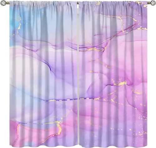 Miniatura 10 de Cortinas de mármol para dormitorio, arte abstracto moderno de lujo, textura de mármol blanco y negro, tratamiento de ventana para sala de estar