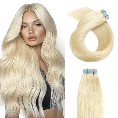 Miniatura 12 de YILITE Extensiones de cabello adhesivas de color rojo, 18 pulgadas, 50 g, 20 unidades, #99J, 100% cabello humano Remy, trama de piel sin costuras