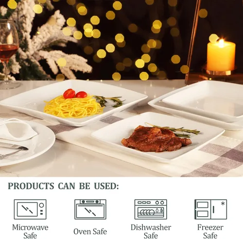Miniatura 4 de Platos cuadrados de porcelana para postre, platos cuadrados de 8.4 pulgadas para carne, pasta, ensalada, aperitivos, postre, platos de aperitivos
