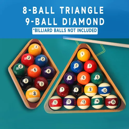 Miniatura 4 de GSE Games & Sports Expert Triángulo de Billar de Madera Maciza para 8 Bolas / Rombo para 9 Bolas, Porta Bolas de Billar para Bolas de Billar
