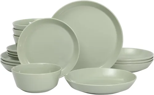 Miniatura 11 de Gibson Home Oslo - Juego de vajilla de porcelana resistente a las astillas y a los arañazos de 12 piezas, servicio para 4 – Platos y cuencos negros