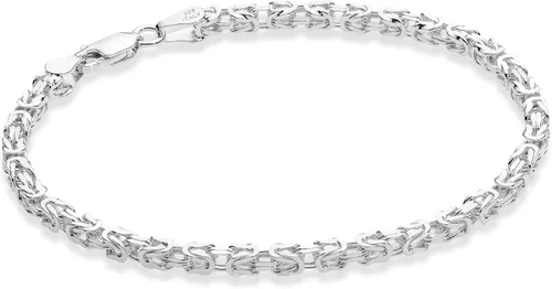 Miabella Pulsera bizantina cuadrada maciza de plata de ley 925 italiana de 0.118 in para hombres y mujeres, 925 hecha a mano en Italia, Plata de