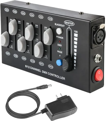 MAD OWL Controlador de atenuación DMX de 12 canales, controlador de iluminación mini DJ, atenuador de protocolo de señal DMX512 adecuado para