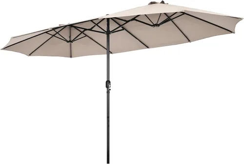 Miniatura 17 de Tangkula Sombrilla de patio de doble cara de 15 pies, sombrilla extragrande para exteriores con sistema de manivela y rejillas de ventilación, Azul