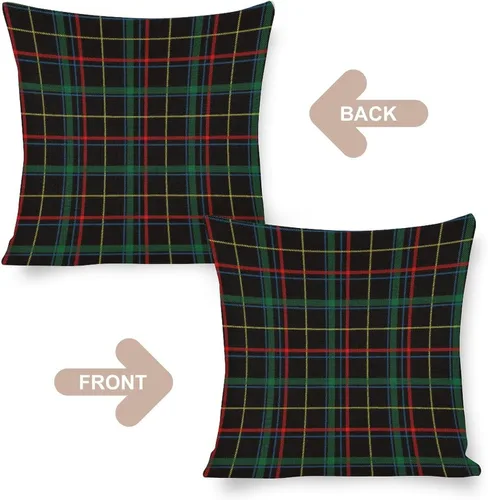 Miniatura 3 de Funda de almohada a cuadros de búfalo verde y negro, 16 x 16 pulgadas, patrón geométrico de cuadros, funda de almohada decorativa moderna para sofá