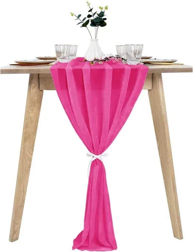 | Camino de mesa de gasa de 10 pies, 27 x 120 pulgadas, romántica tela transparente para decoraciones de boda, baby shower, fiesta de cumpleaños,