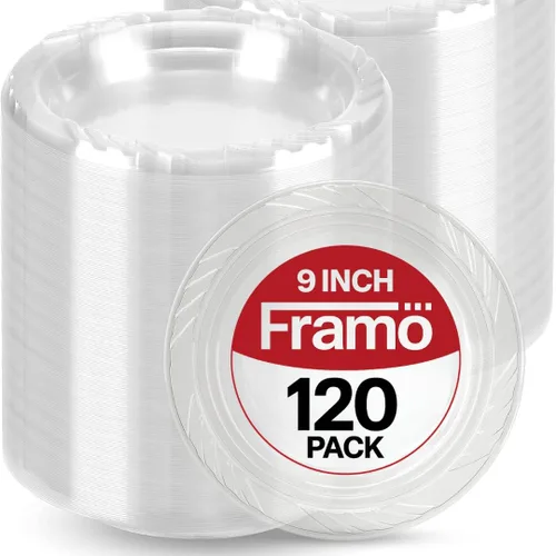 Miniatura 7 de Framo Platos desechables de plástico transparente a granel para fiestas y cenas, y para cualquier ocasión, microondas, barbacoa, viajes y eventos
