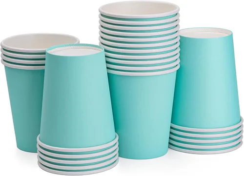 Miniatura 28 de Vasos de papel de 8 onzas, paquete de 25 unidades, vasos de café de papel desechables, para bebidas calientes o frías, para Halloween, fiestas, Negro