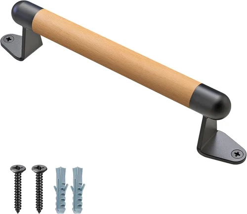 Miniatura 9 de SELEWARE Manija de madera para puerta de granero de 9 pulgadas, para valla, puerta de granero, armario, cobertizos para puertas correderas, Soportes