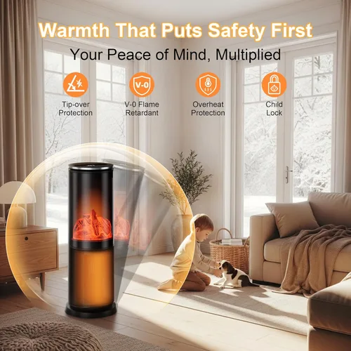 Miniatura 3 de Uthfy Calentador de espacio, 1500 W, eléctrico, portátil, de cerámica PTC, para uso en interiores, con termostato, control remoto, temporizador