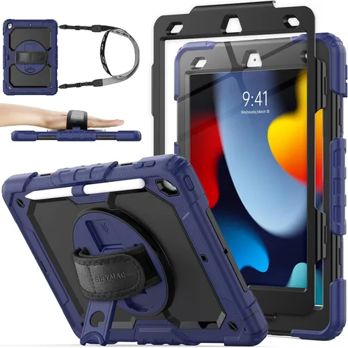 Miniatura 20 de SEYMAC stock Funda para iPad de 9ª/8ª/7ª generación de 10.2", a prueba de golpes con protector de pantalla, soporte para lápiz