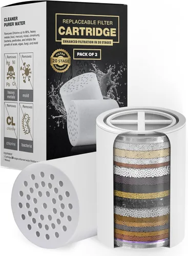 Miniatura 10 de AquaHomeGroup - Cartucho de repuesto para filtro de ducha premium de 20 etapas con hélice giratoria, paquete de 4 (sin carcasa) - Reemplazo de 20