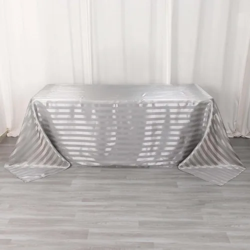 Miniatura 23 de Efavormart - Mantel redondo de satén a rayas blancas y negras de 120 pulgadas sin costuras para decoración de bodas, fiestas, eventos