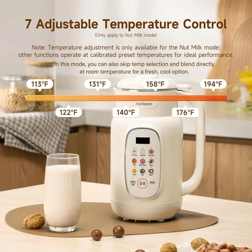 Miniatura 2 de Joydeem Máquina para fabricar leche de nueces, control de temperatura ajustable, 46oz almendra, soja, avena, licuadora de bebidas no lácteas a base