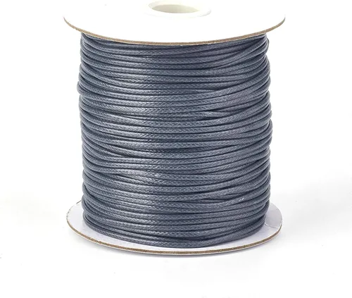 Miniatura 31 de Cordón de poliéster encerado coreano de 100 yardas, hilo de cordón trenzado beige para collar, cuerda de alambre de 0.079 pulgadas con carrete