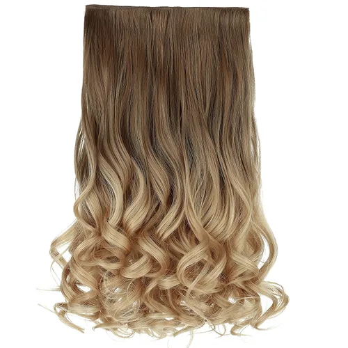 Miniatura 49 de REECHO Extensiones de cabello rubio, extensiones de una pieza con clip de 20" para mujer, extensiones de cabello sintético suave y natural con ondas