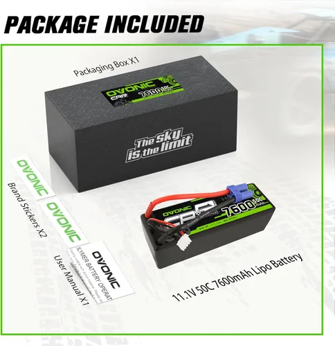 Miniatura 6 de OVONIC 3s Lipo Batería 11.1V 7600mAh 50C (Máx100C) RC Lipo Baterías Caso rígido EC5 Plug Compatible con Vehículos a Escala 1/8 1/10 RC Coche