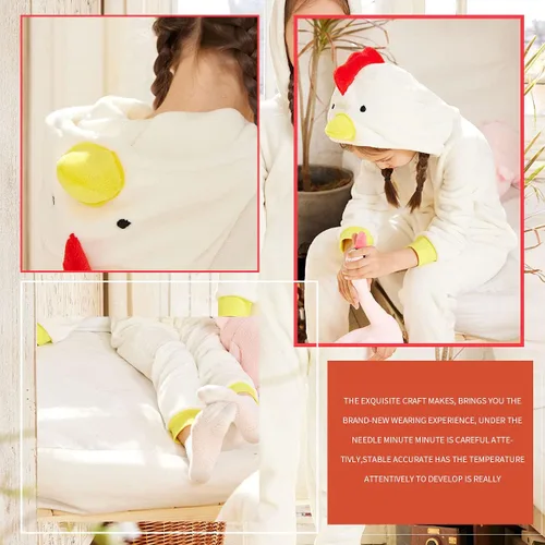 Miniatura 6 de COSUSKET Pijama de franela de pollo para niños, ajuste cómodo, pijama para niñas
