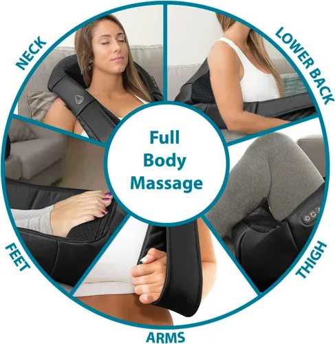 Miniatura 4 de InvoSpa Masajeador Shiatsu con Calor - Almohada Masajeadora de Amasamiento de Tejido Profundo para Cuello, Hombros y Espalda - Masaje Eléctrico