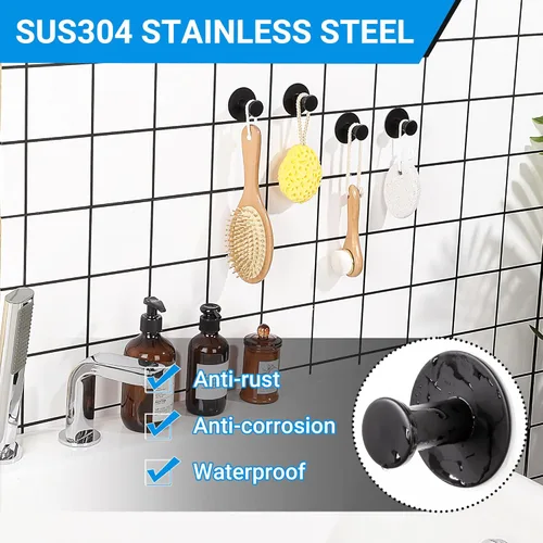 Miniatura 2 de SAYAYO Ganchos autoadhesivos para colgar, ganchos para colgar abrigos de pared, gancho negro mate para toallas para baños, gancho para pegar