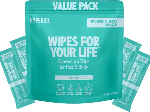 Miniatura 21 de HyperGo Toallitas Corporales XL para Mujeres y Hombres – Toallitas de Limpieza Corporal Completa Sin Enjuague de 12" x 12", Paquete de 20