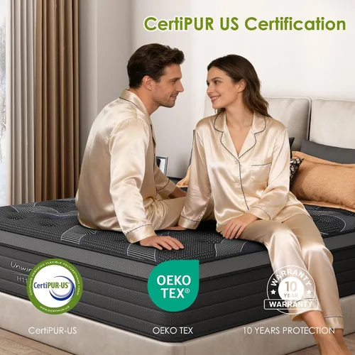 Miniatura 7 de Colchón híbrido de resortes en caja de 10 pulgadas, para dormitorio, apartamento, habitación de invitados, soporte firme medio con bobinas