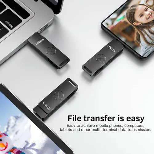 Miniatura 5 de 【Plug-Play】 iDiskk - Unidad flash SSD de alta velocidad de 256 GB de 1000 MB/S para iPhone 17/16/15/Plus/Pro/Pro Max, USB C iPad, MacBook