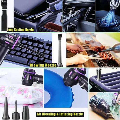 Miniatura 4 de Aspiradora de mano portátil inalámbrica para automóvil limpiadora Aspiradora para Carro, 4 en 1, nuevo Pro con pantalla LED V2, soplador de aire
