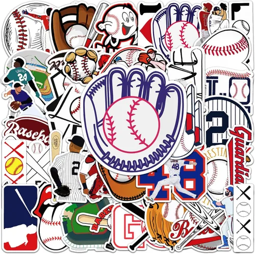 JOICEE 50 calcomanías de béisbol, tatuajes de béisbol de vinilo impermeables para niños, adolescentes, niños y adultos, calcomanías deportivas para